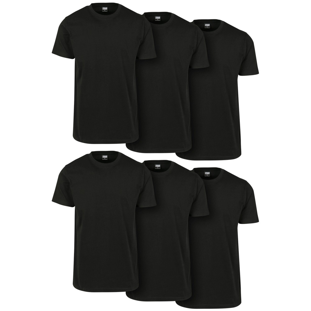 Urban Classics - Basic 6Pack Heren Tshirt - Zwart
